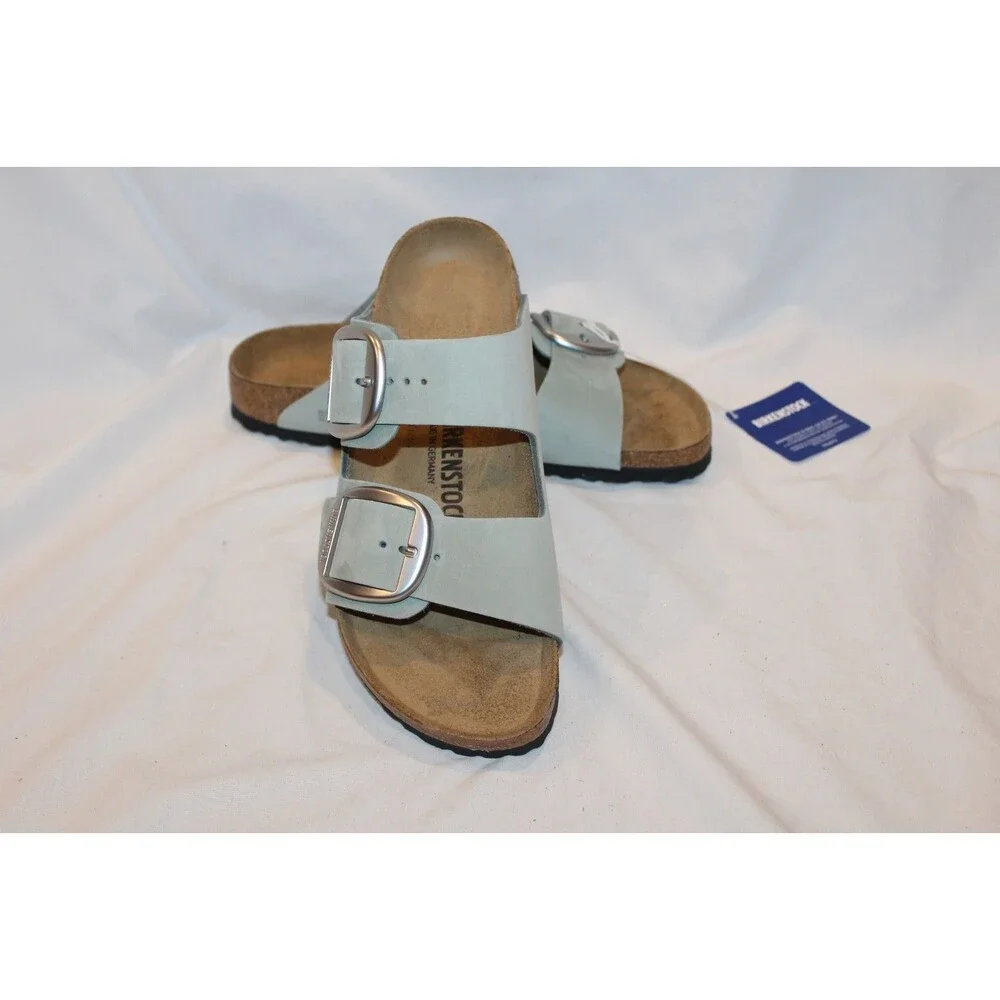 Birkenstock Arizona Big Buckle Leather Narrow Fit Sandals EU 41 Pure Sage